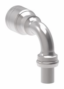 Global TTC 1 & 2 Wire Braid Steel Crimp Fitting,  Inch Male STC (Snap To Connect), -08 Hose, 90 deg Elbow