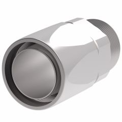 Steel Reusable 1 Wire Braid Reduced Bore Three-Piece Fitting, 1-1/4-11-1/2 Male NPT, -24 Hose, Straight