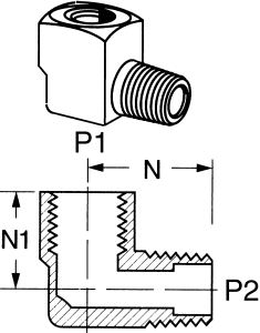 Brass Adapters, Female NPT To Male NPT, 90 deg Elbow