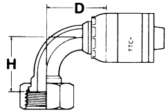 Global TTC 1 & 2 Wire Braid Steel Crimp Fittings, Female O-Ring Face Seal Swivel, 90 deg Elbow