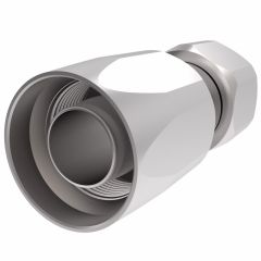 Steel Reusable 1 Wire Braid Reduced Bore Three-Piece Fitting, 9/16-18 Female JIC 37 deg Flare Swivel, -06 Hose, Straight