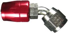 Red/Silver Plated Steel Reusable Fittings for AQP & StartLite Racing Hose, Female JIC 37 deg Flare Swivel, 45 deg Elbow
