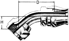 Steel Reusable 1 Wire Braid Teflon Fittings, Female JIC 37 deg Flare Swivel, 45 deg Elbow