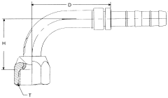 E-Z Clip Series Fittings, Female SAE 45 deg Swivel, 90 deg Elbow