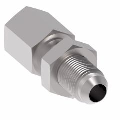 Steel Adapter, 3/4-14 Female NPT To 1-1/16-12 Male JIC 37 deg Flare, Straight Bulkhead