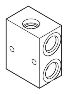1CLLR155 Aluminum through ported valve housing; 4 each SAE -12 ports; 3000 PSI max.