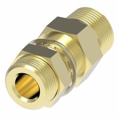 Danfoss / Eaton Weatherhead 1341 Bulkhead Coupling Male 1/2-14 NPTF Female 1/4-18 NPTF Brass