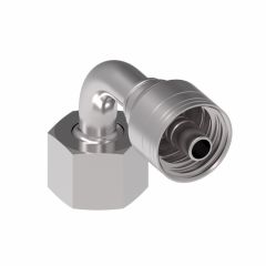 Global TTC 1 & 2 Wire Braid Steel Crimp Fitting, M30 x 2 Female German DIN 3902 24 deg Flare Heavy Duty Swivel, -10 Hose, 90 deg Elbow