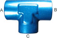 Blue Anodized Aluminum (AN 917) Female NPT Tees