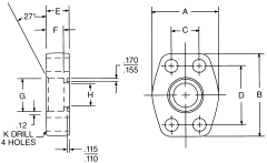 Steel 4-Bolt Flange Adapter, Inch Code 62 Flange, O-Ring Half To Inch Female NPT, Straight