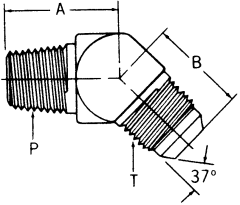 Steel Adapters, Male NPT To Male SAE 45 deg Flare, 45 deg Elbow