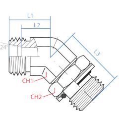 45* Din X Male Metric Adj