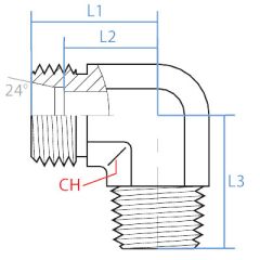 90* Din X Male Npt Complete