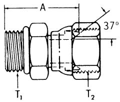 Steel Adapter, 7/16-20 Male SAE O-Ring Boss (Straight Thread O-Ring) To 9/16-18 Female JIC 37 deg Flare Swivel, Straight