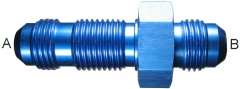 Blue Anodized Aluminum Adapter (AN 832), -10 Male JIC 37 deg Flare To -10 Male JIC 37 deg Flare, Straight Bulkhead