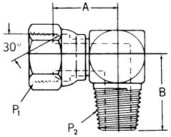 Steel Adapter, 3/8-18 Female NPT Swivel To 3/4-14 Male NPT, 90 deg Elbow