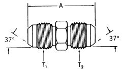Steel Adapter, 1-3/16-12 Male JIC 37 deg Flare To 1-1/16-12 Male JIC 37 deg Flare, Straight