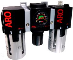 Aro-Flo Series Air Line Filter/Regulator/Lubricator Combination Unit, 1/2 NPT Ports, 150 SCFM Flow Rating, Auto Drain