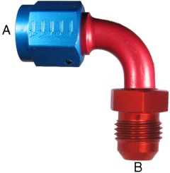 Aluminum Adapters, Female JIC 37 deg Flare Swivel To Male JIC 37 deg Flare, 90 deg Elbow