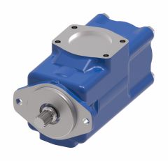 Hydraulic Double Vane Pump, V Series Double Pump, 4.10 cu in/rev Front, 2.80 cu in/rev Rear, 2-Bolt SAE B Mounting Flange, 7/8 Straight Keyed Shaft, SAE 4-Bolt Flange, Inlet 2-1/2, Outlets 1 Front 3/4 Rear, CW Rotation