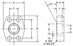 Steel 4-Bolt Flange Adapter, Inch Code 61 Flange, Flat Face Half To Inch Female NPT, Straight