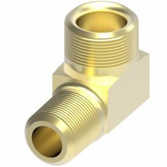Brass Compression Fitting For Plastic, Copper, & Aluminum Tubing, 0.50 Inch Tube OD To 3/8-18 Male NPT, 90 deg Elbow