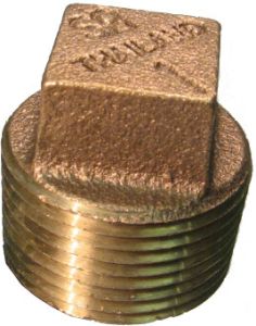 Brass Pipe Fitting, 1 Inch Square Head Plug