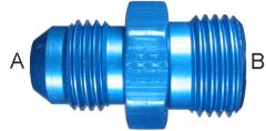 Blue Anodized Aluminum Adapters, Male JIC 37 deg Flare To Male Metric Thread, Straight