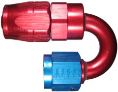 Red/Blue Anodized Aluminum Reusable Fittings for AQP & StartLite Racing Hose, Female JIC 37 deg Flare Swivel, 180 deg Elbow