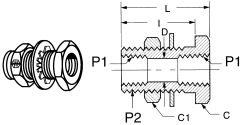 Brass Adapters, Female NPT To Male NPT, Straight Bulkhead