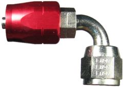 Red/Silver Plated Steel Reusable Fittings for AQP & StartLite Racing Hose, Female JIC 37 deg Flare Swivel, 90 deg Elbow