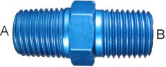 Blue Anodized Aluminum Adapters, Male NPT Hex Nipple, Straight