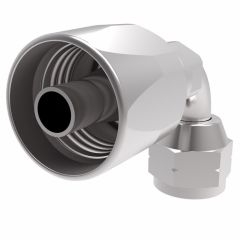 Steel Reusable 1 Wire Braid Reduced Bore Fitting, 5/8-18 Female JIC 37 deg Flare Swivel, -06 Hose, Short 90 deg Elbow