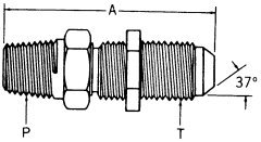 Steel Adapter, 1/2-14 Male NPT To 3/4-16 Male JIC 37 deg Flare, Straight Bulkhead