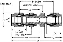 Stainless Steel Duolok Tube Fitting, 0.25 Inch Tube OD Union Bulkhead