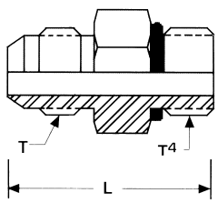 Stainless Steel Adapter, 1-1/16-12 Male SAE O-Ring Boss (Straight Thread O-Ring) To 1-1/16-12 Male JIC 37 deg Flare, Straight