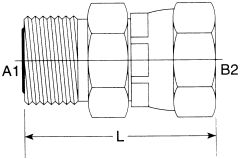 Steel Adapter, 1-3/16-12 Male O-Ring Face Seal To 1-1/16-12 Female JIC 37 deg Flare Swivel, Straight