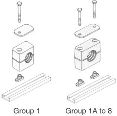 Standard Series Pipe & Tubing Polypropylene Support Clamp, Rail Mountable, Hex Head Bolts With Cover Plate, 22 mm mm Size