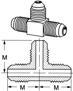 Brass Adapter, 7/16-24 Male SAE 45 deg Flare Tee