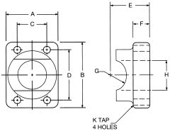Steel SAE 4-Bolt Flange Adapter, 1.50 Inch Code 61 Flange, Flat Face Half To 1.50 Inch Pipe, Saddle Weld