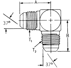 Steel Adapter, 3/8-24 Male JIC 37 deg Flare To 3/8-24 Male JIC 37 deg Flare, 90 deg Elbow