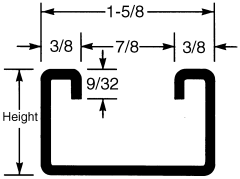 Base Channel For Pipe & Tubing Support Clamps, 48 Inch Long, 1.00 Inch Height, 12 gauge mild steel
