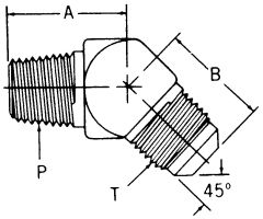 Brass Adapter, 3/8-18 Male NPT To 5/8-18 Male JIC 37 deg Flare, 45 deg Elbow