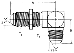 Steel Adapter, 3/8-24 Male JIC 37 deg Flare To 3/8-24 Male JIC 37 deg Flare, 90 deg Elbow Bulkhead