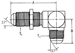 Steel Adapter, 7/16-20 Male JIC 37 deg Flare To 7/16-20 Male JIC 37 deg Flare, 90 deg Elbow Bulkhead