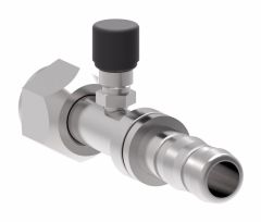 E-Z Clip Series Fitting, 7/8-14 Female O-Ring (Short Pilot), -10 Hose, Straight With Low Side Charge Port (R134a)