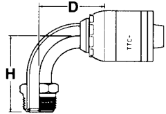 Global TTC 1 & 2 Wire Braid Steel Crimp Fittings, Male SAE Inverted Flare, 90 deg Elbow