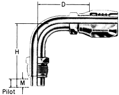 Steel Reusable 1 Wire Braid Reduced Bore Fittings, Male Bump Tube O-Ring Seal, 90 deg Elbow