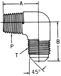 Brass Adapters, Male NPT To Male SAE 45 deg Flare, 90 deg Elbow