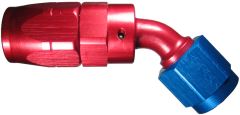 Red/Blue Anodized Aluminum Reusable Fittings for AQP & StartLite Racing Hose, Female JIC 37 deg Flare Swivel, 60 deg Elbow